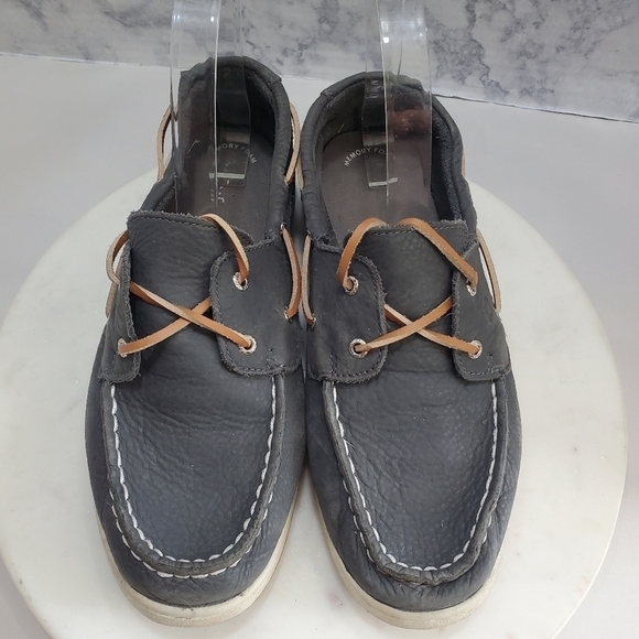 Sperry Top Sider Boat Shoes Boys 5 Cup II Gray Leather Lace Up Outdoor Beach - Picture 2 of 6